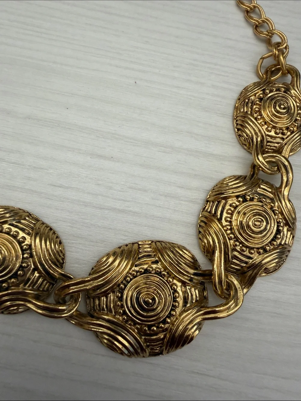 Avon Gold-Tone Textured Disc Statement Necklace